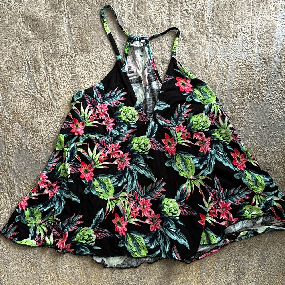 Tropical Floral Print Tank - Size XL